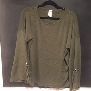 Bell tie sleeve sweater